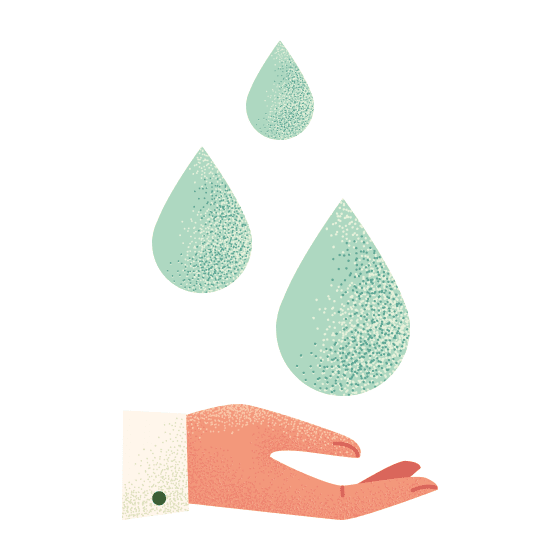 Hand and Water Drops Graphic Direkt & wirksam